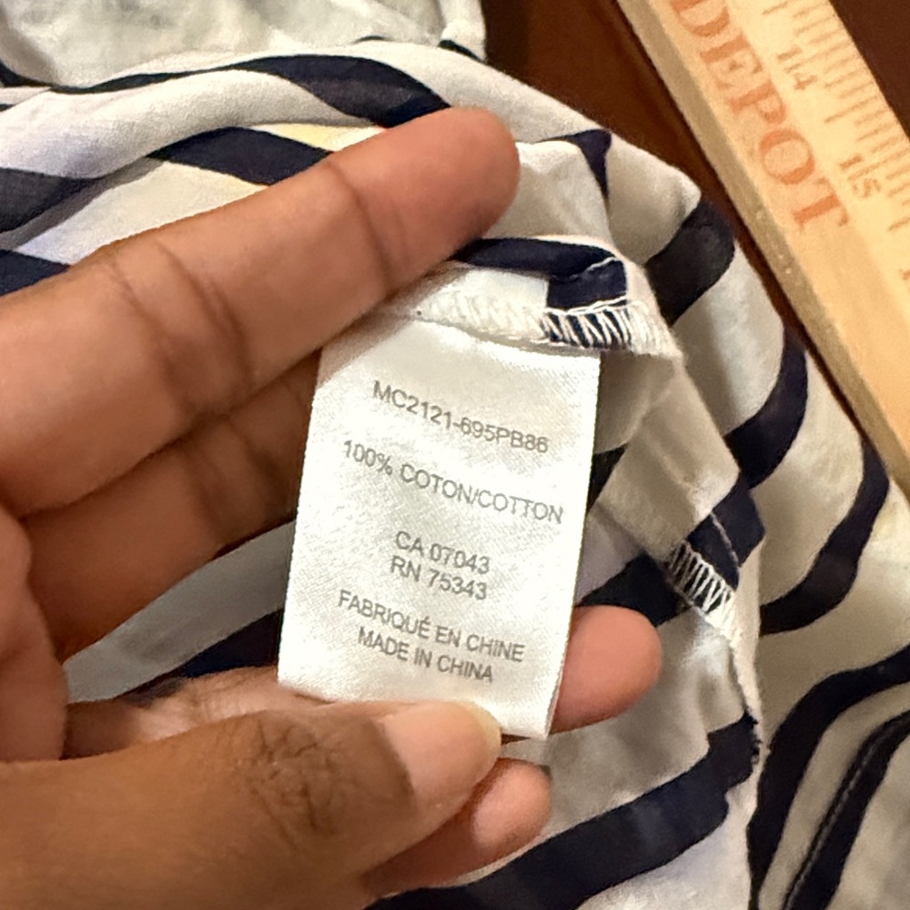 Saint Tropez West Navy and Cream Striped Top Sz L - Picture 7 of 10